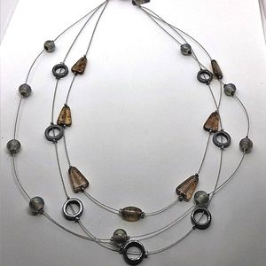 Lonnie Loveness Hematite Amber White bead Necklace